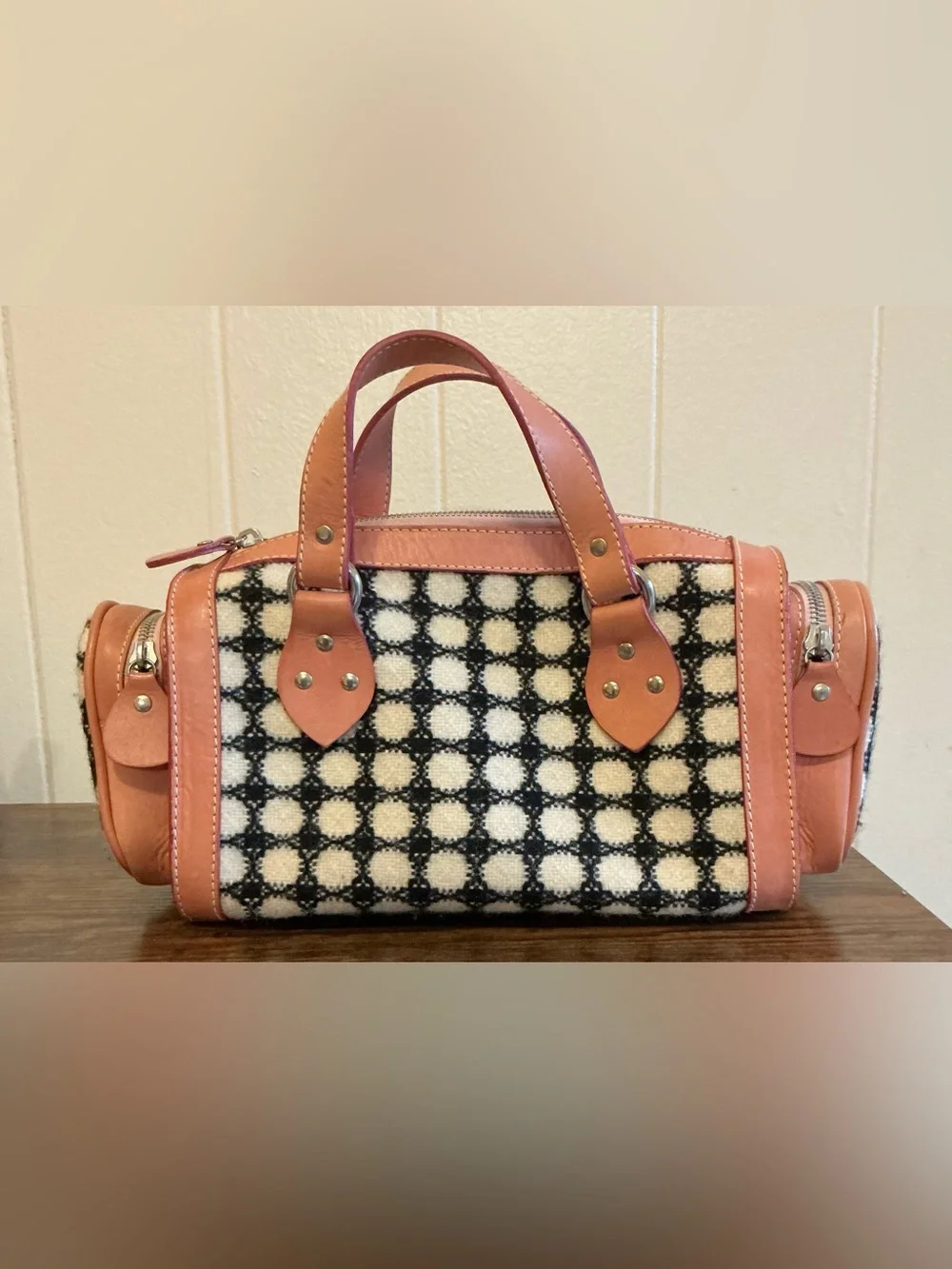 A Rare Vintage Pringle Of Scotland Wool Plaid Handbag Bag